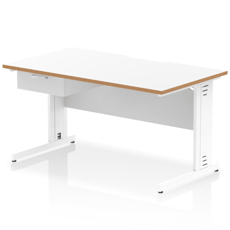 Impulse Scalloped Edge Cable Managed Straight Desk With Single One Drawer Fixed Pedestal - Image 38