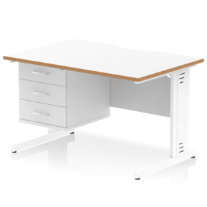 Impulse Scalloped Edge 1200mm Cable Managed Straight Desk With Single Fixed Pedestal - Image 2