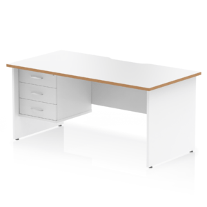 Impulse Scalloped Edge 1600mm Panel End Straight Desk With Single Fixed Pedestal - Image 2