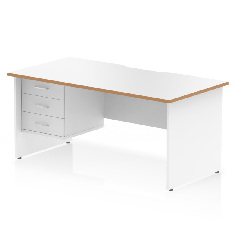 Impulse Scalloped Edge 1600mm Panel End Straight Desk With Single Fixed Pedestal - Image 2