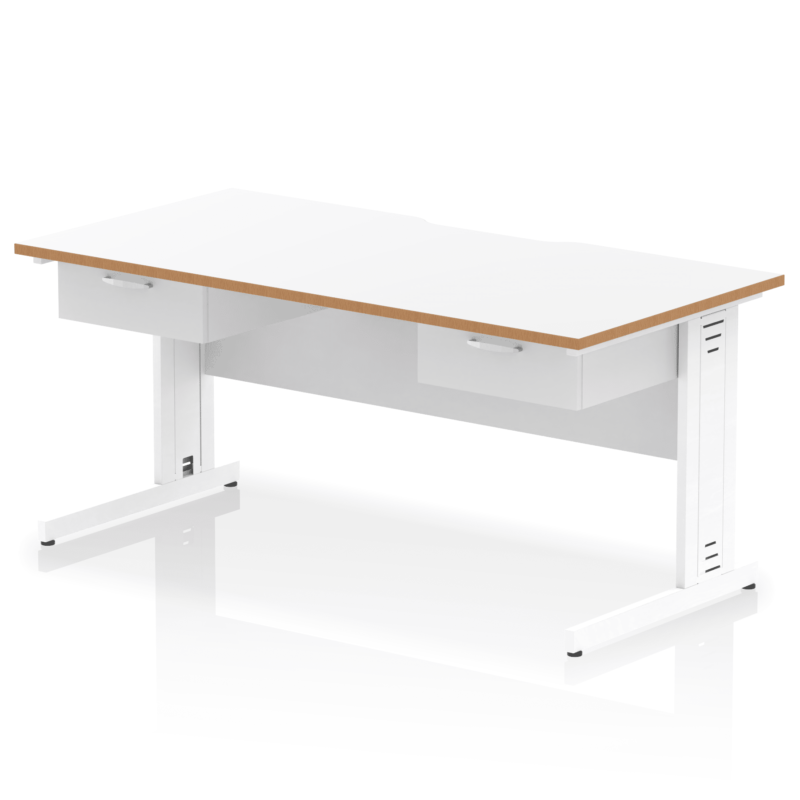 Impulse Scalloped Edge Cable Managed Straight Desk With Two One Drawer Fixed Pedestals - Image 13