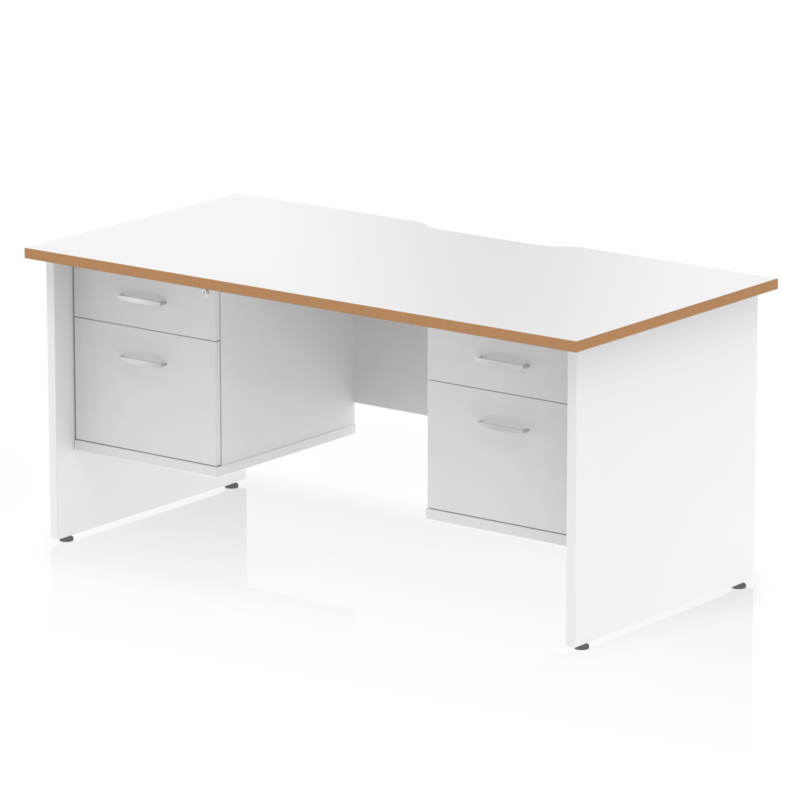 Impulse Scalloped Edge 1600mm Panel End Straight Desk With Two Fixed Pedestal - Image 2