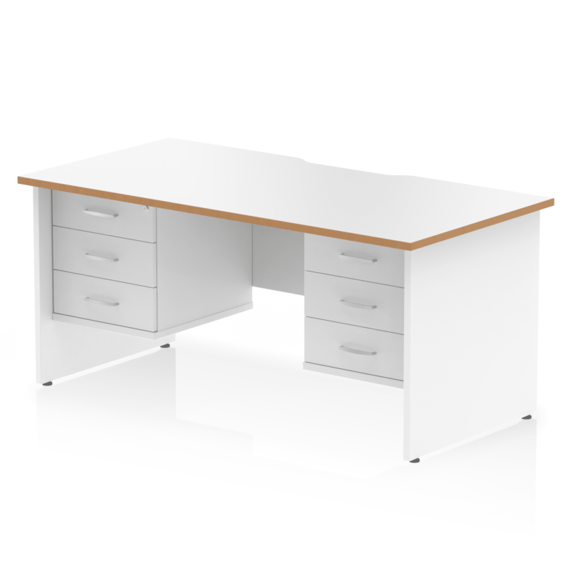Impulse Scalloped Edge 1600mm Panel End Straight Desk With Two Fixed Pedestal - Image 3