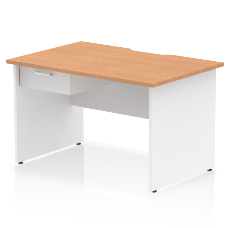 Impulse Scalloped Edge Panel End Straight Desk Frame With Single One Drawer Fixed Pedestal - Image 25