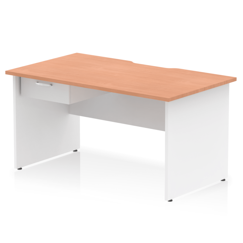 Impulse Scalloped Edge Panel End Straight Desk Frame With Single One Drawer Fixed Pedestal - Image 27