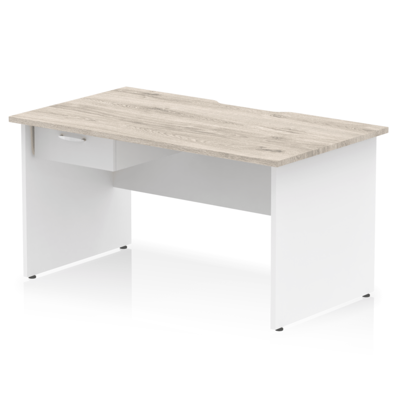 Impulse Scalloped Edge Panel End Straight Desk Frame With Single One Drawer Fixed Pedestal - Image 28