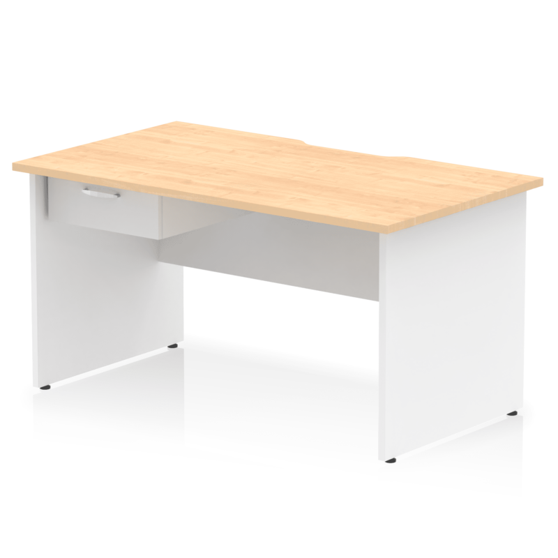 Impulse Scalloped Edge Panel End Straight Desk Frame With Single One Drawer Fixed Pedestal - Image 29