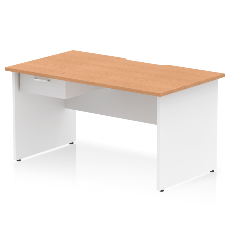 Impulse Scalloped Edge Panel End Straight Desk Frame With Single One Drawer Fixed Pedestal - Image 30