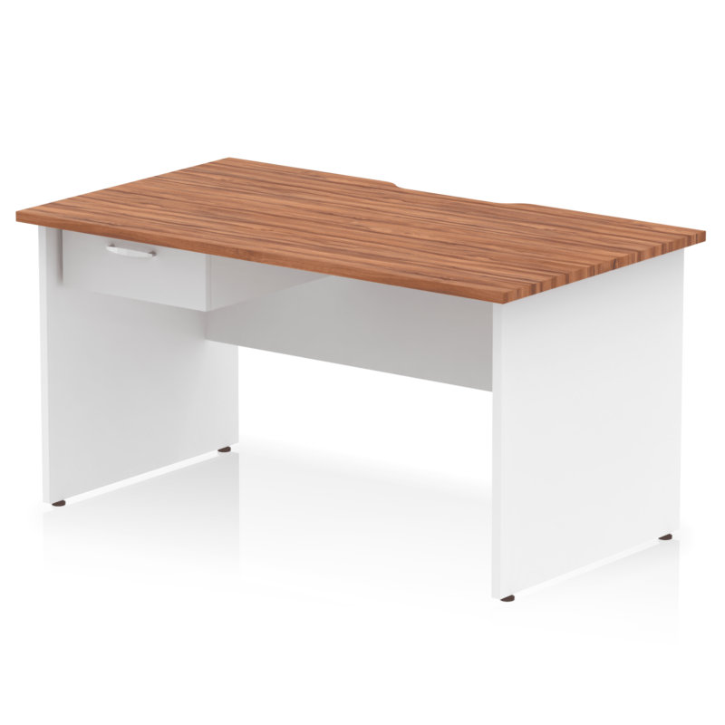 Impulse Scalloped Edge Panel End Straight Desk Frame With Single One Drawer Fixed Pedestal - Image 31