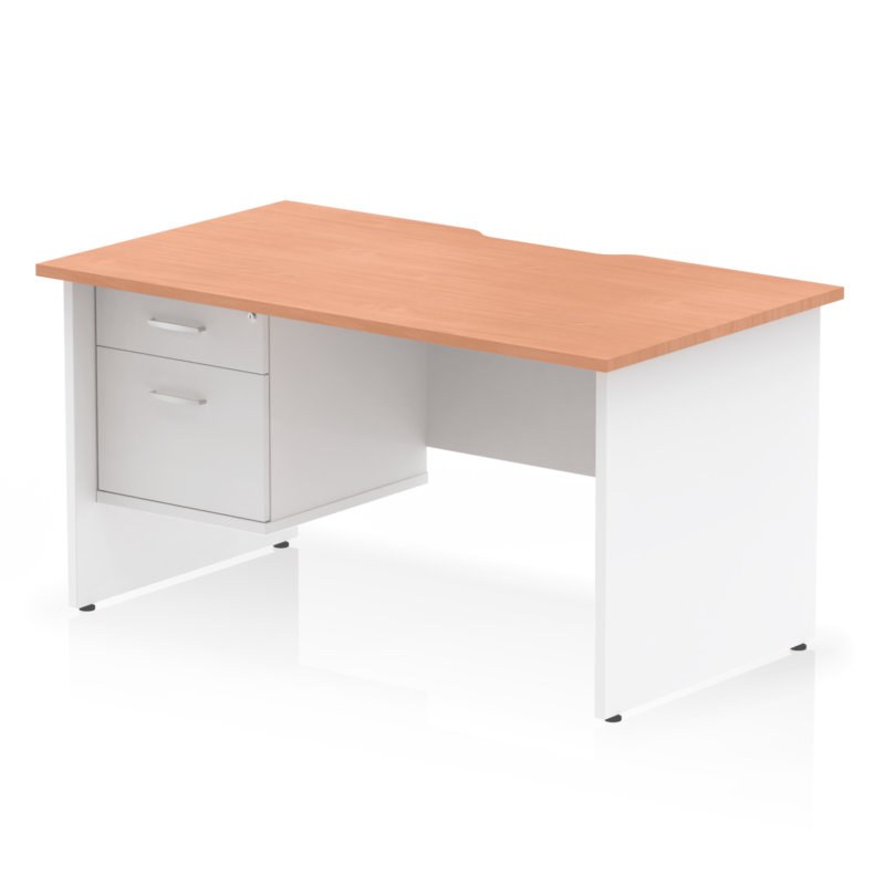 Impulse Scalloped Edge 1400mm Panel End Straight Desk With Single Fixed Pedestal - Image 9