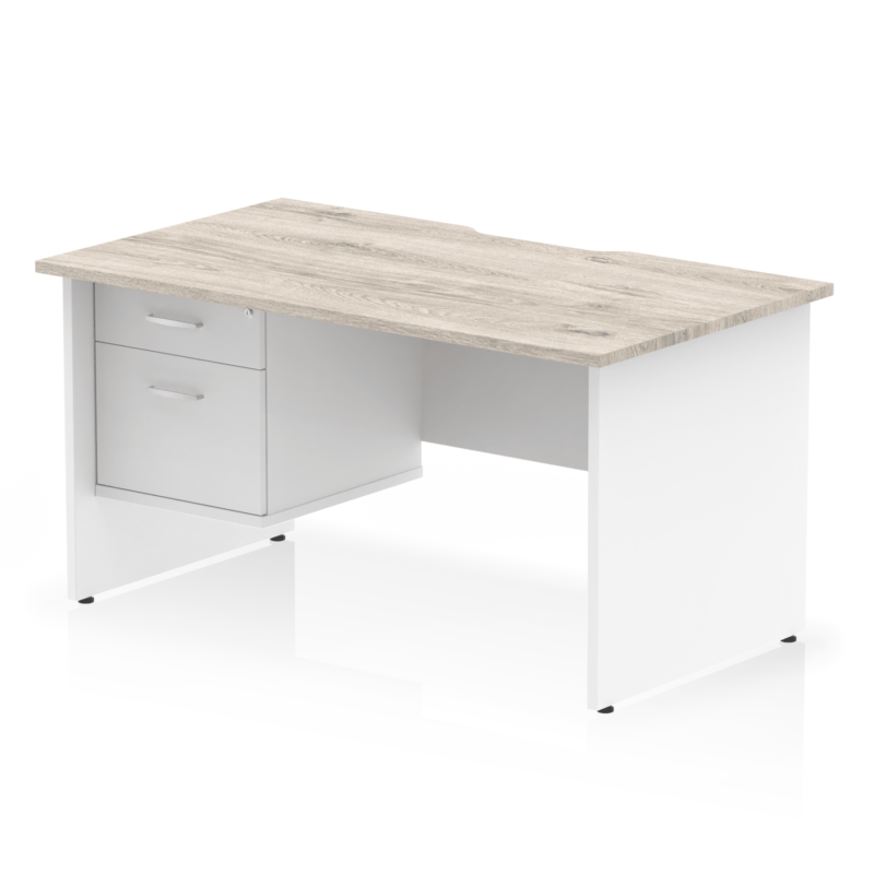 Impulse Scalloped Edge 1400mm Panel End Straight Desk With Single Fixed Pedestal - Image 10