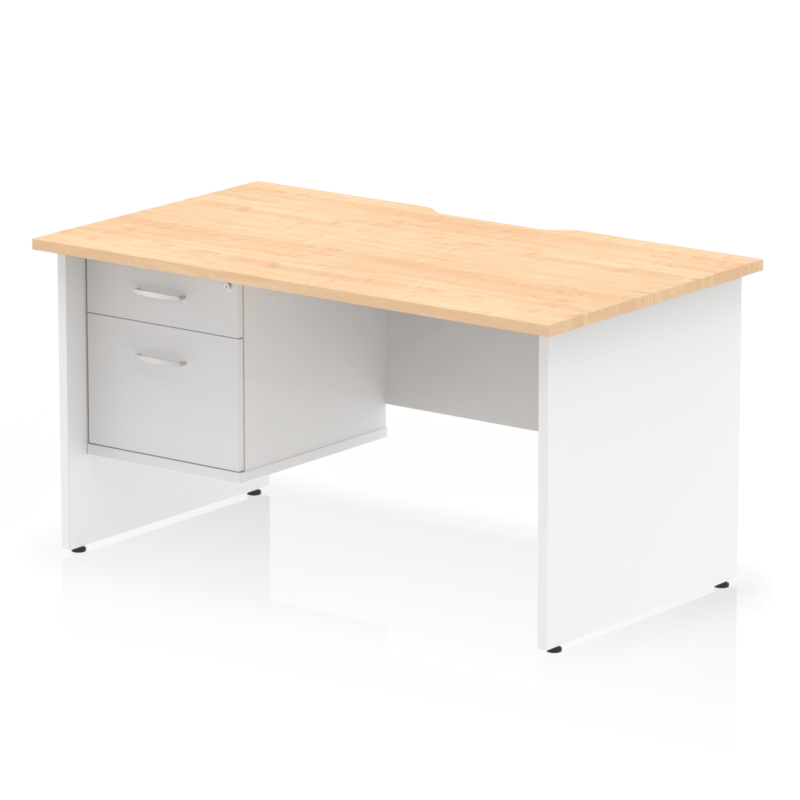 Impulse Scalloped Edge 1400mm Panel End Straight Desk With Single Fixed Pedestal - Image 11