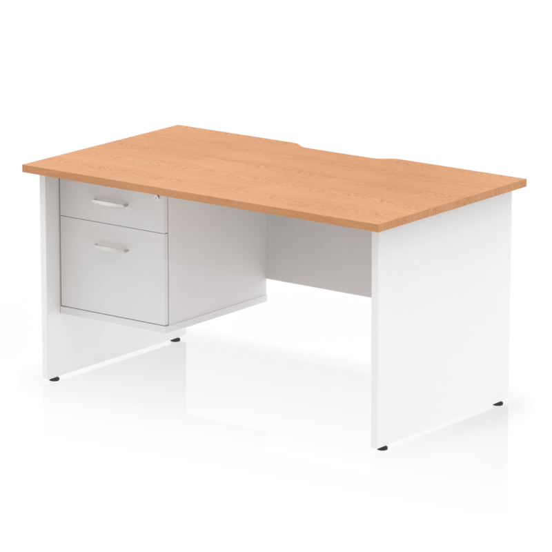 Impulse Scalloped Edge 1400mm Panel End Straight Desk With Single Fixed Pedestal - Image 12