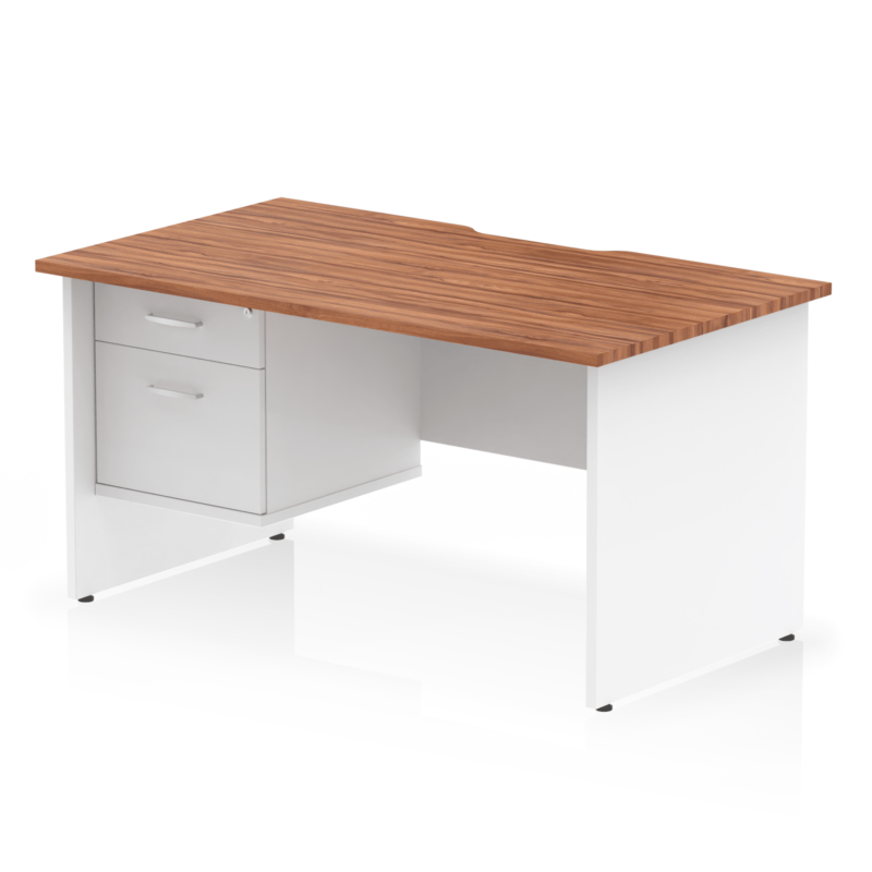Impulse Scalloped Edge 1400mm Panel End Straight Desk With Single Fixed Pedestal - Image 13