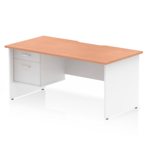 Impulse Scalloped Edge 1600mm Panel End Straight Desk With Single Fixed Pedestal - Image 9