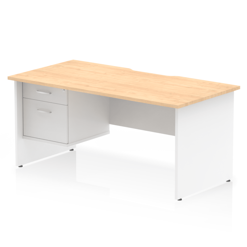 Impulse Scalloped Edge 1600mm Panel End Straight Desk With Single Fixed Pedestal - Image 11