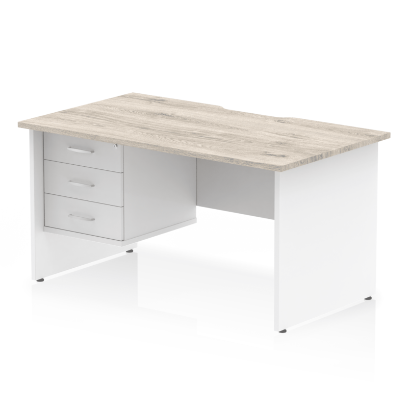 Impulse Scalloped Edge 1400mm Panel End Straight Desk With Single Fixed Pedestal - Image 21