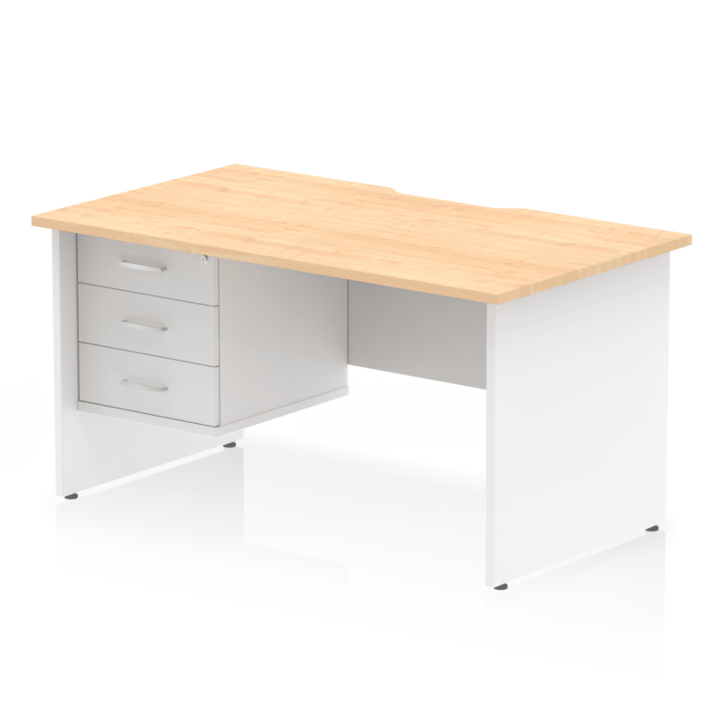 Impulse Scalloped Edge 1400mm Panel End Straight Desk With Single Fixed Pedestal - Image 22