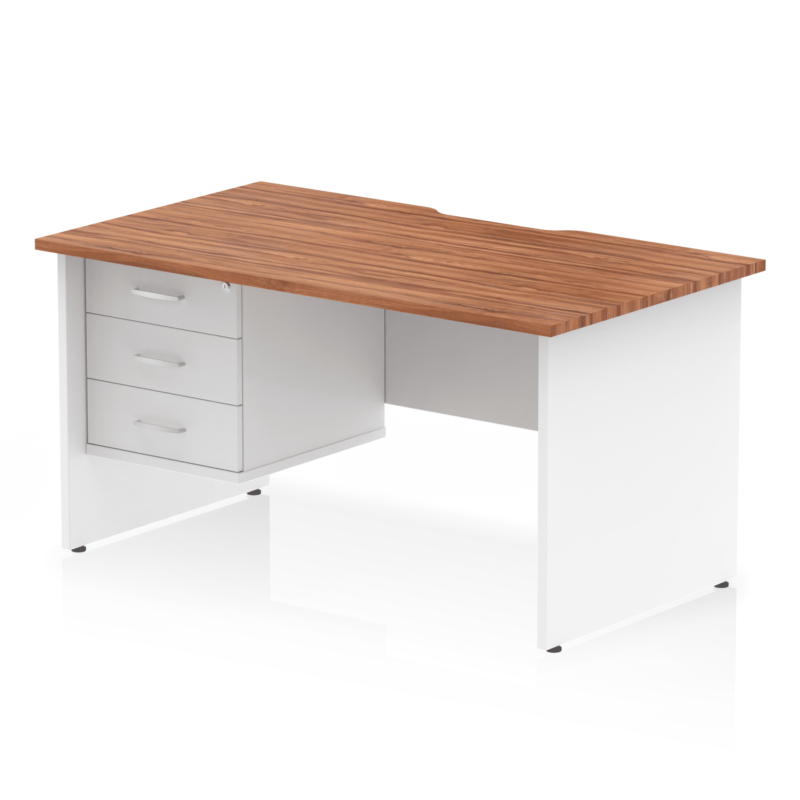 Impulse Scalloped Edge 1400mm Panel End Straight Desk With Single Fixed Pedestal - Image 24