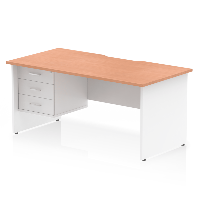 Impulse Scalloped Edge 1600mm Panel End Straight Desk With Single Fixed Pedestal - Image 20