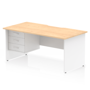 Impulse Scalloped Edge 1600mm Panel End Straight Desk With Single Fixed Pedestal - Image 22