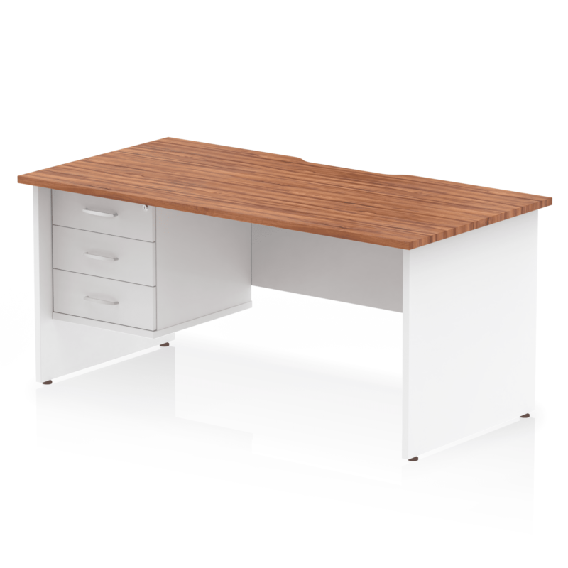 Impulse Scalloped Edge 1600mm Panel End Straight Desk With Single Fixed Pedestal - Image 24