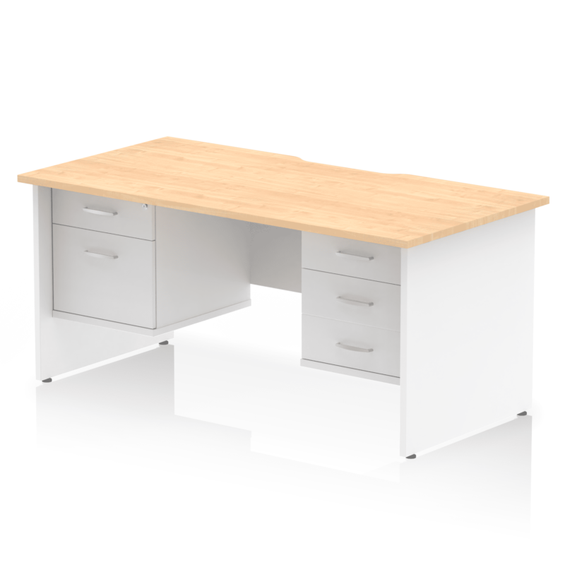 Impulse Scalloped Edge 1600mm Panel End Straight Desk With Two Fixed Pedestal - Image 12