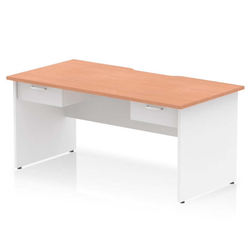 Impulse Scalloped Edge Panel End Straight Desk Frame With Two One Drawer Fixed Pedestals - Image 8