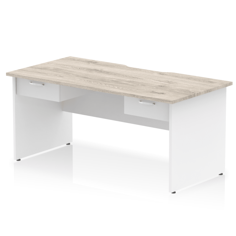 Impulse Scalloped Edge Panel End Straight Desk Frame With Two One Drawer Fixed Pedestals - Image 9