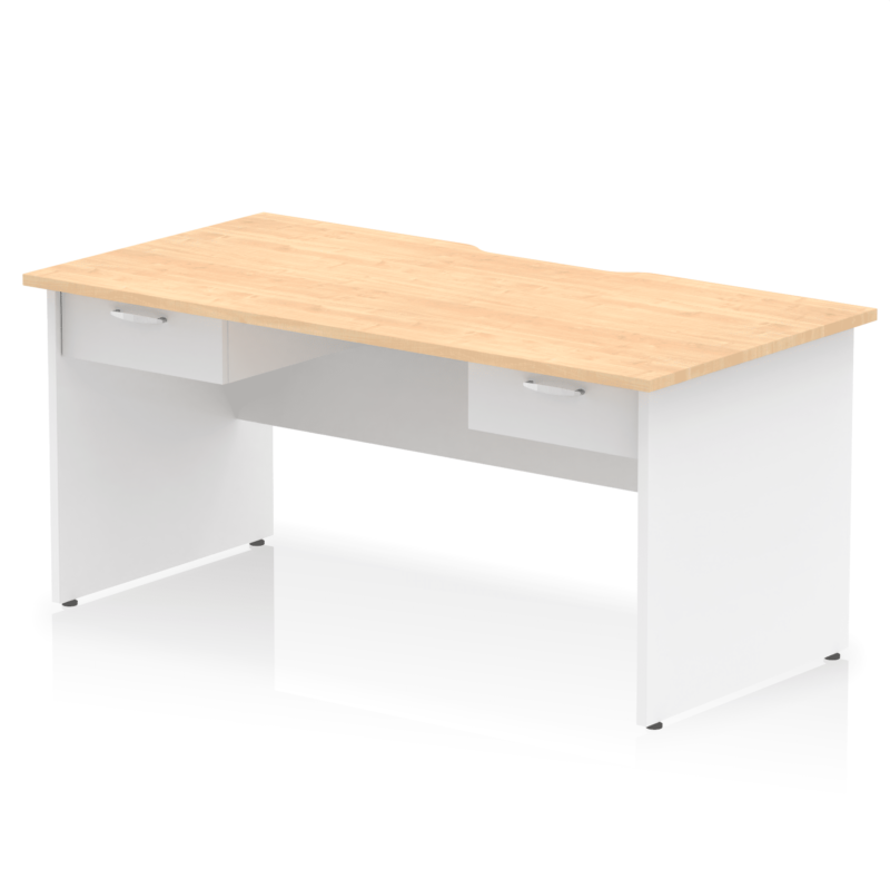 Impulse Scalloped Edge Panel End Straight Desk Frame With Two One Drawer Fixed Pedestals - Image 10