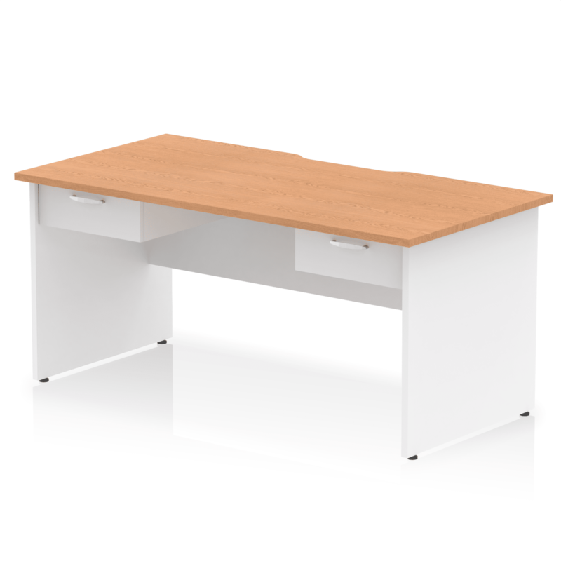 Impulse Scalloped Edge Panel End Straight Desk Frame With Two One Drawer Fixed Pedestals - Image 11