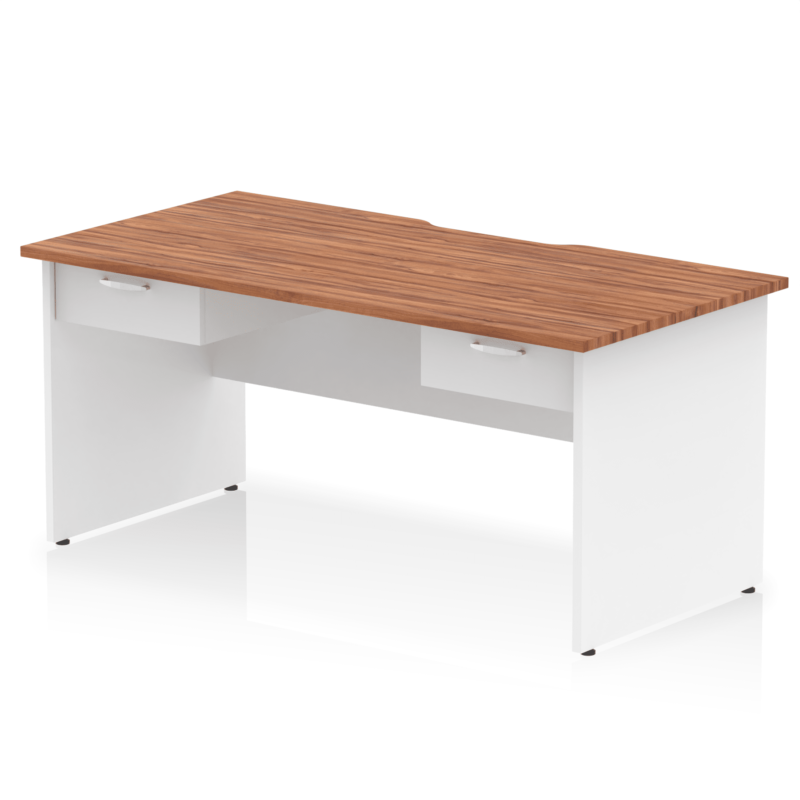 Impulse Scalloped Edge Panel End Straight Desk Frame With Two One Drawer Fixed Pedestals - Image 12