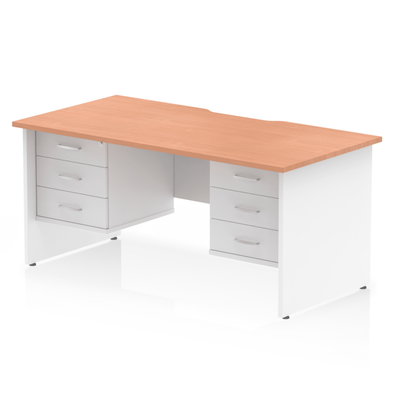 Impulse Scalloped Edge 1600mm Panel End Straight Desk With Two Fixed Pedestal - Image 32
