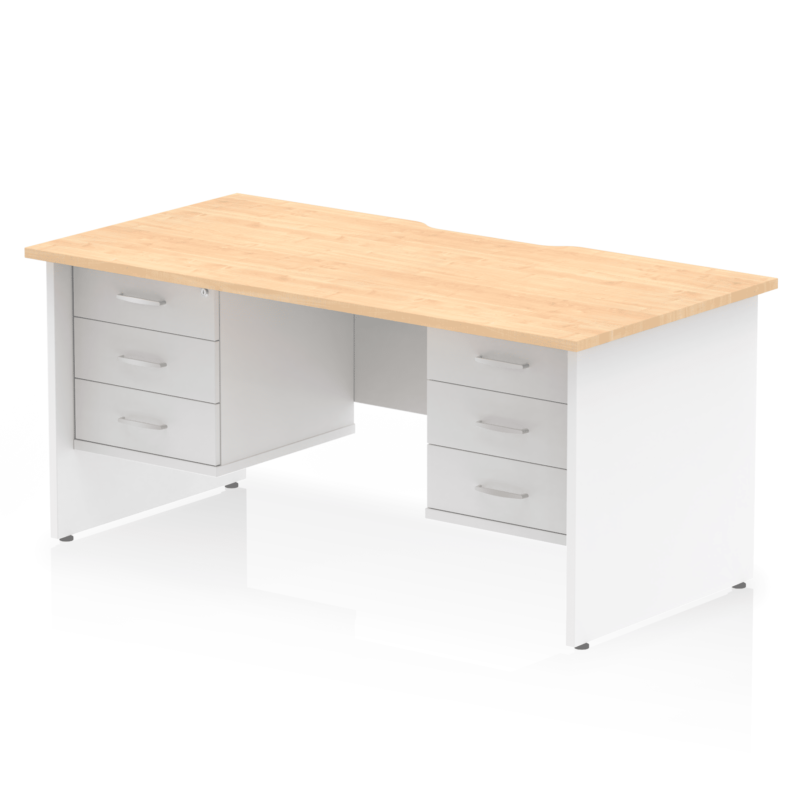 Impulse Scalloped Edge 1600mm Panel End Straight Desk With Two Fixed Pedestal - Image 34