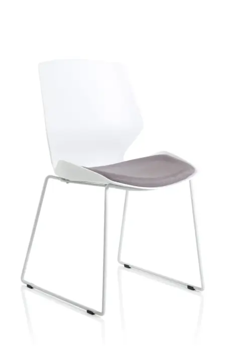 Florence Sled White Frame Fabric Seat Visitor Chair