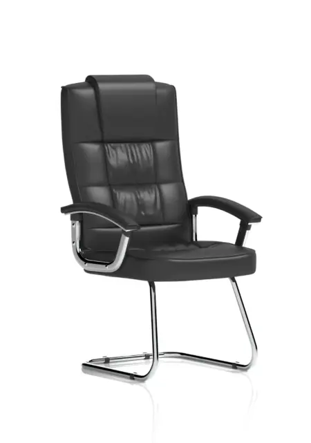 Moore Deluxe High Back Black Cantilever Visitor Chair with Arms