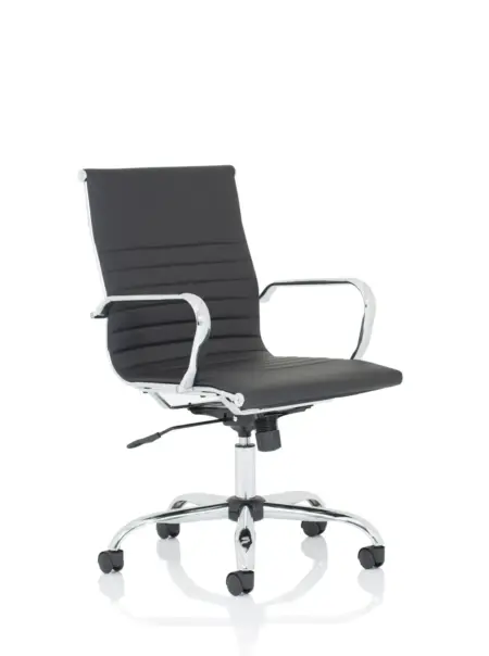 Nola Black Leather Executive Office Chair with Arms